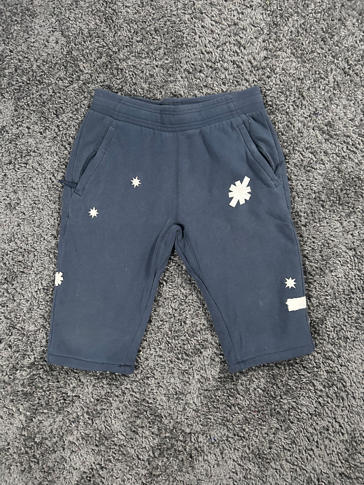 Q326 Celestial Upcycled Sweat Pant Shorts – a navy Blur