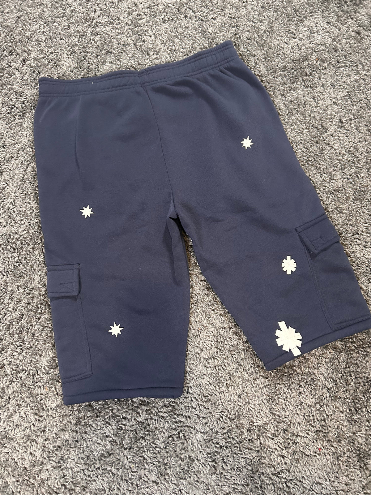 Upcycled Compass Cargo Sweat Jorts – Navy Blue
