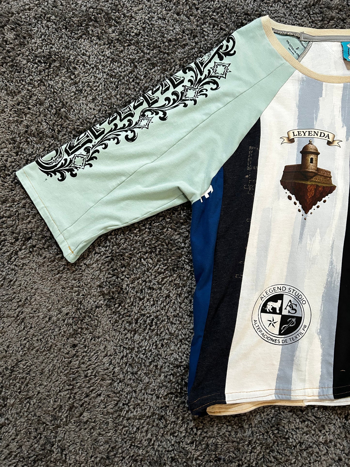 Upcycled Custom Pattern Raglan T Shirt
