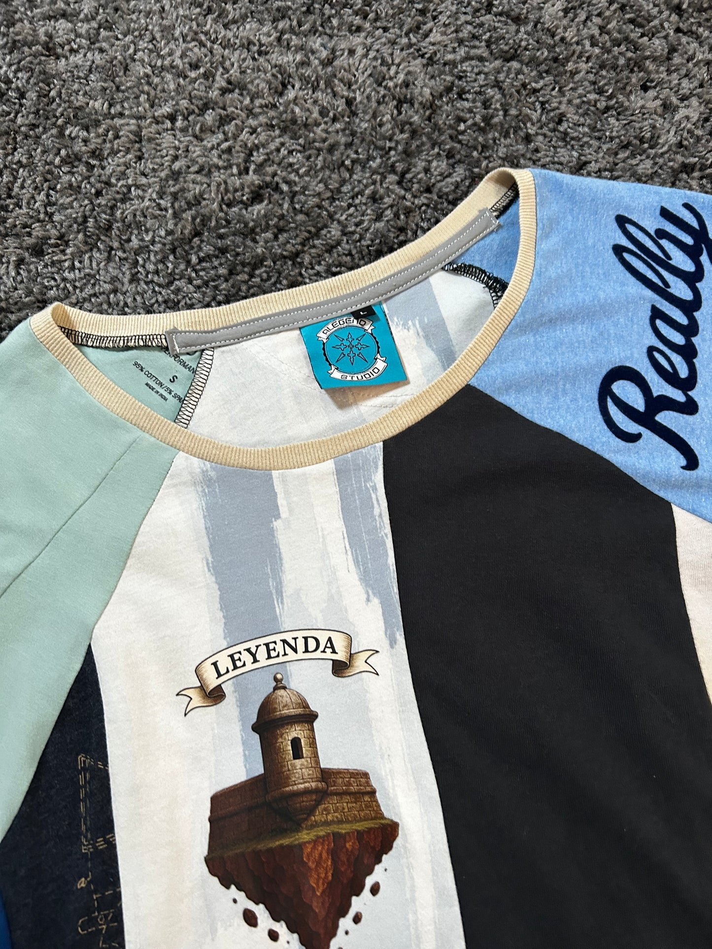 Upcycled Custom Pattern Raglan T Shirt