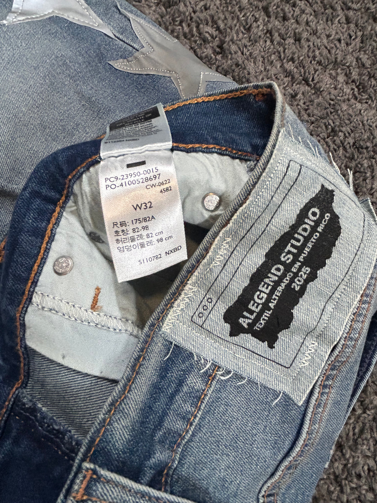 Star Appliqué Upcycled Denim Jorts – Light Blue