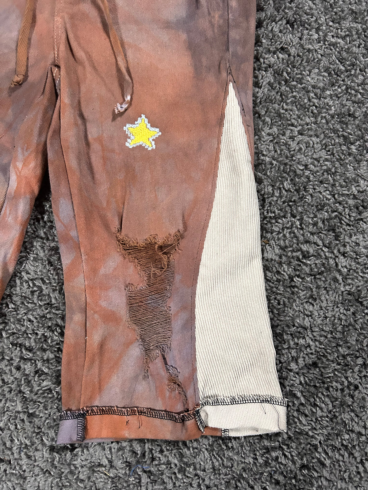 Q326 Rusted Star Upcycled Gaucho Jeans – Brown
