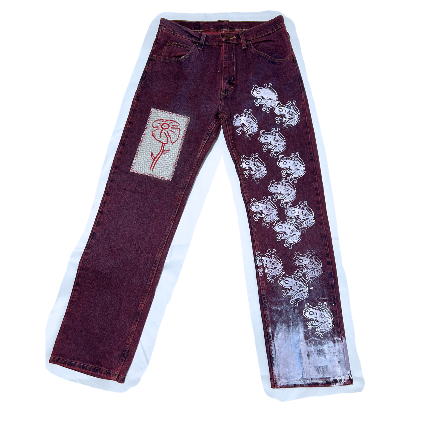"The Coqui and Red Flower" Jeans