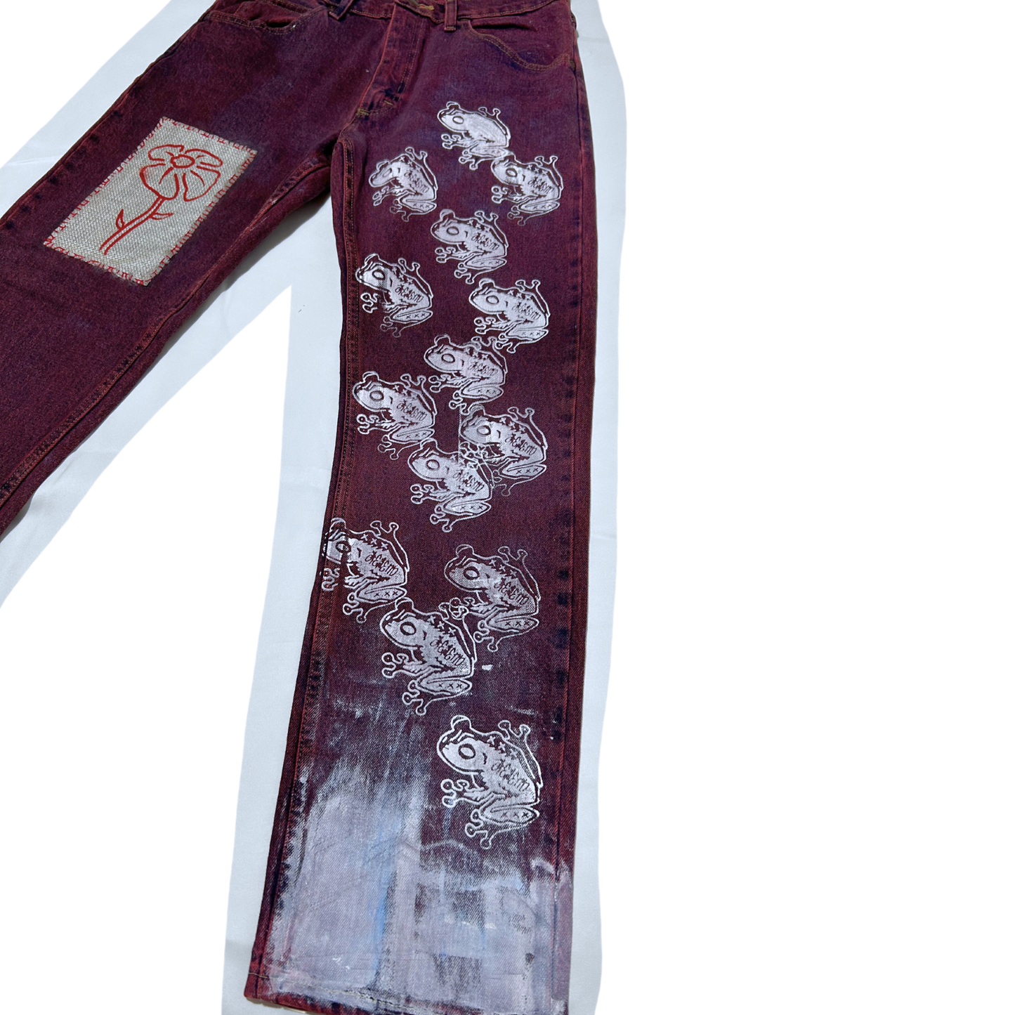 "The Coqui and Red Flower" Jeans