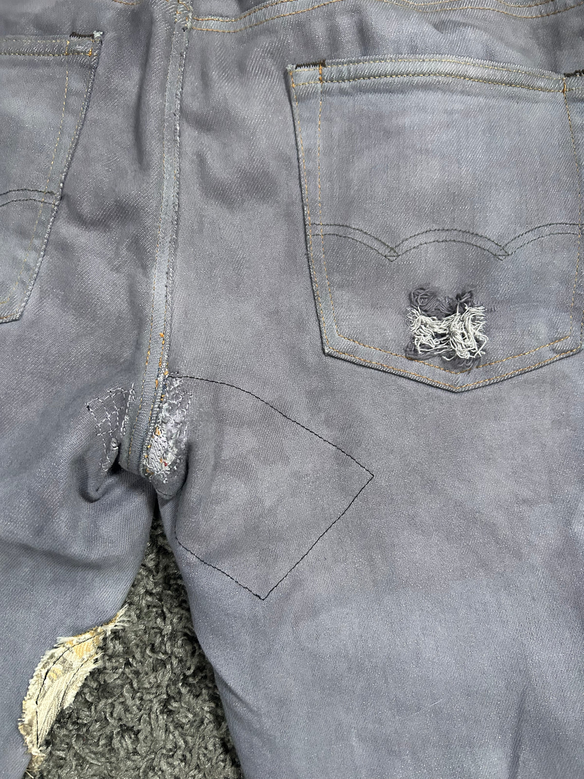 Upcycled & Repaired Gaucho 3/4 Jorts – Distressed Grey Paisley