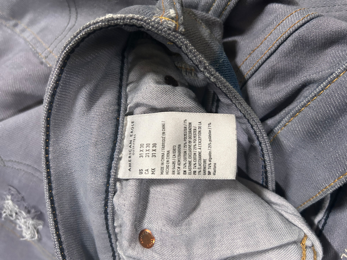 Upcycled & Repaired Gaucho 3/4 Jorts – Distressed Grey Paisley