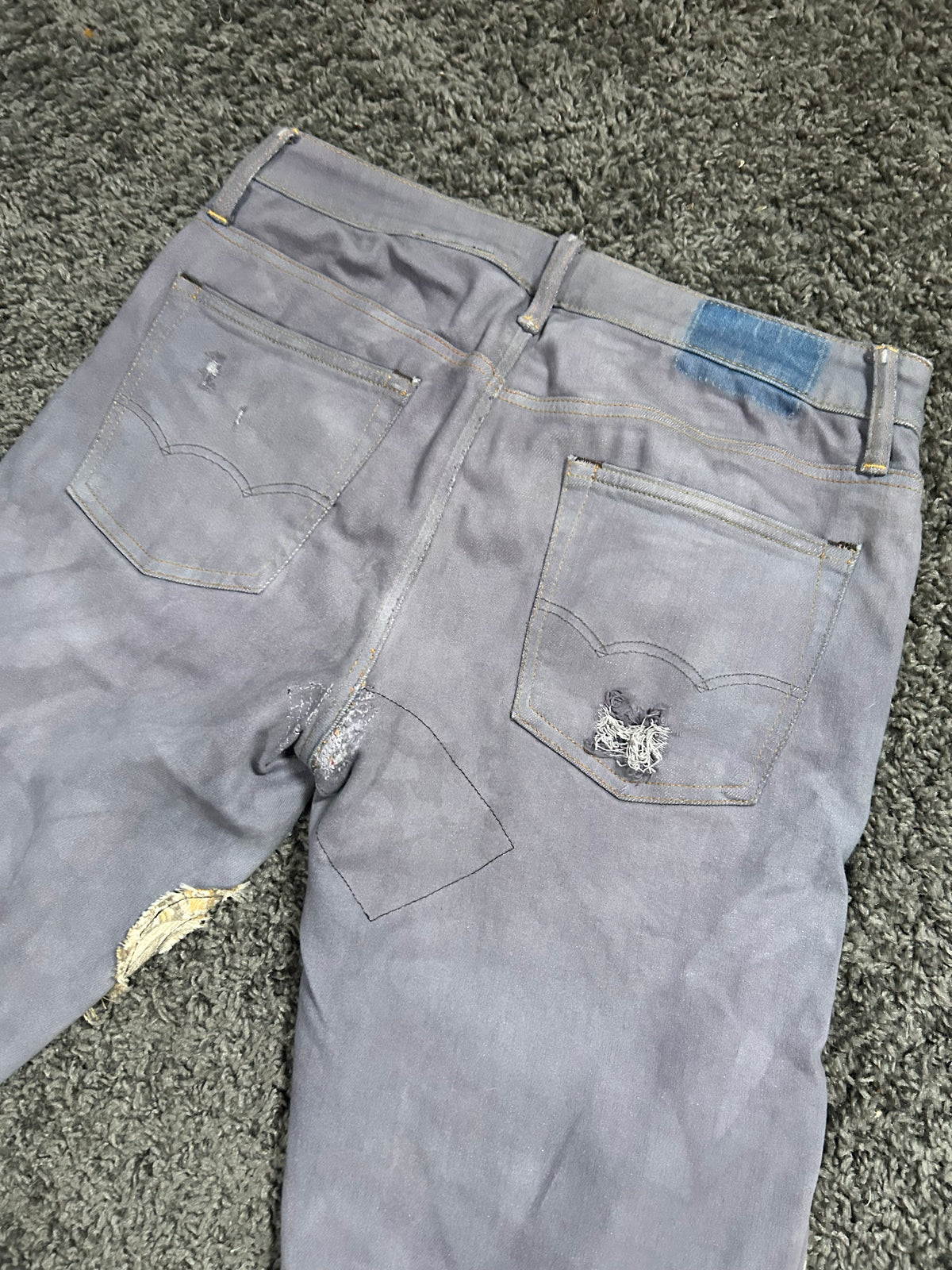 Upcycled & Repaired Gaucho 3/4 Jorts – Distressed Grey Paisley