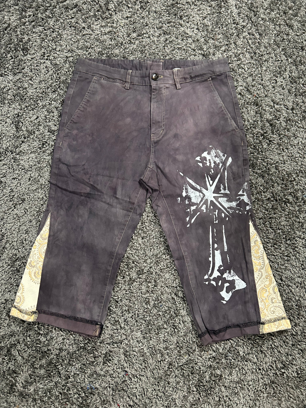 Upcycled Cross Gaucho 3/4 Jorts – Washed Charcoal
