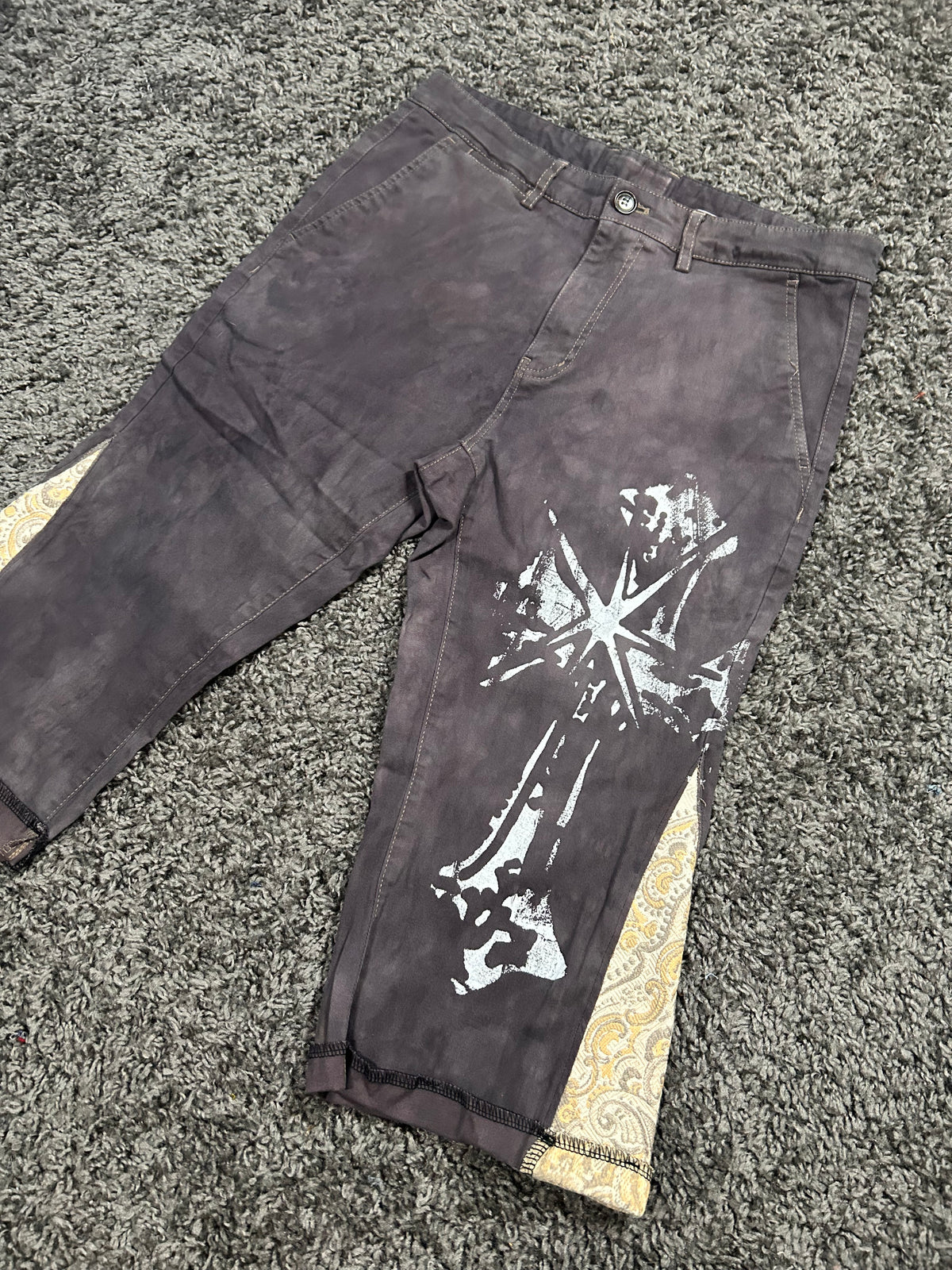 Upcycled Cross Gaucho 3/4 Jorts – Washed Charcoal