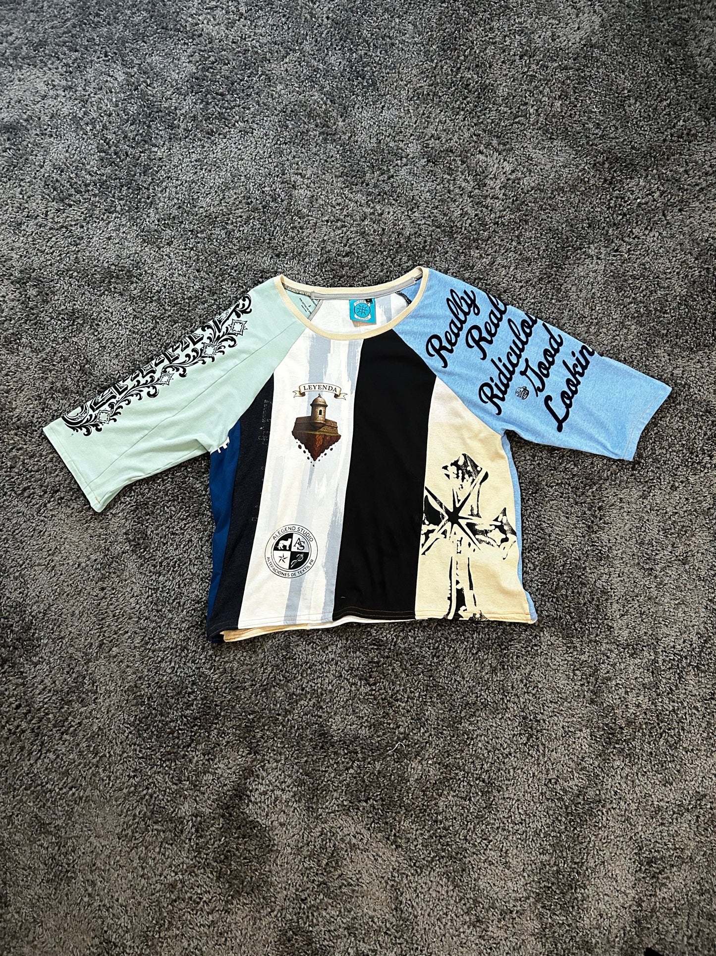 Upcycled Custom Pattern Raglan T Shirt