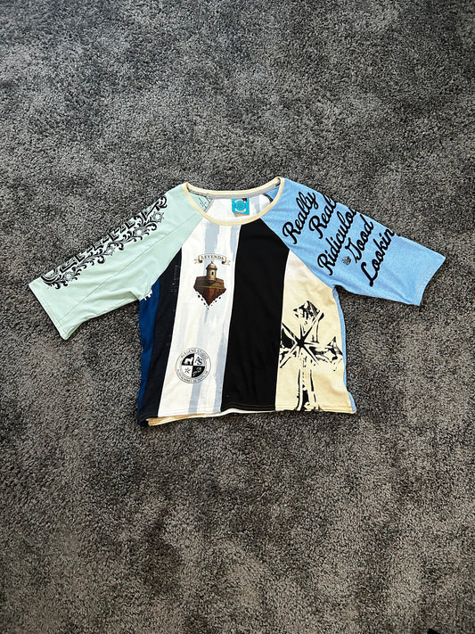 Upcycled Custom Pattern Raglan T Shirt