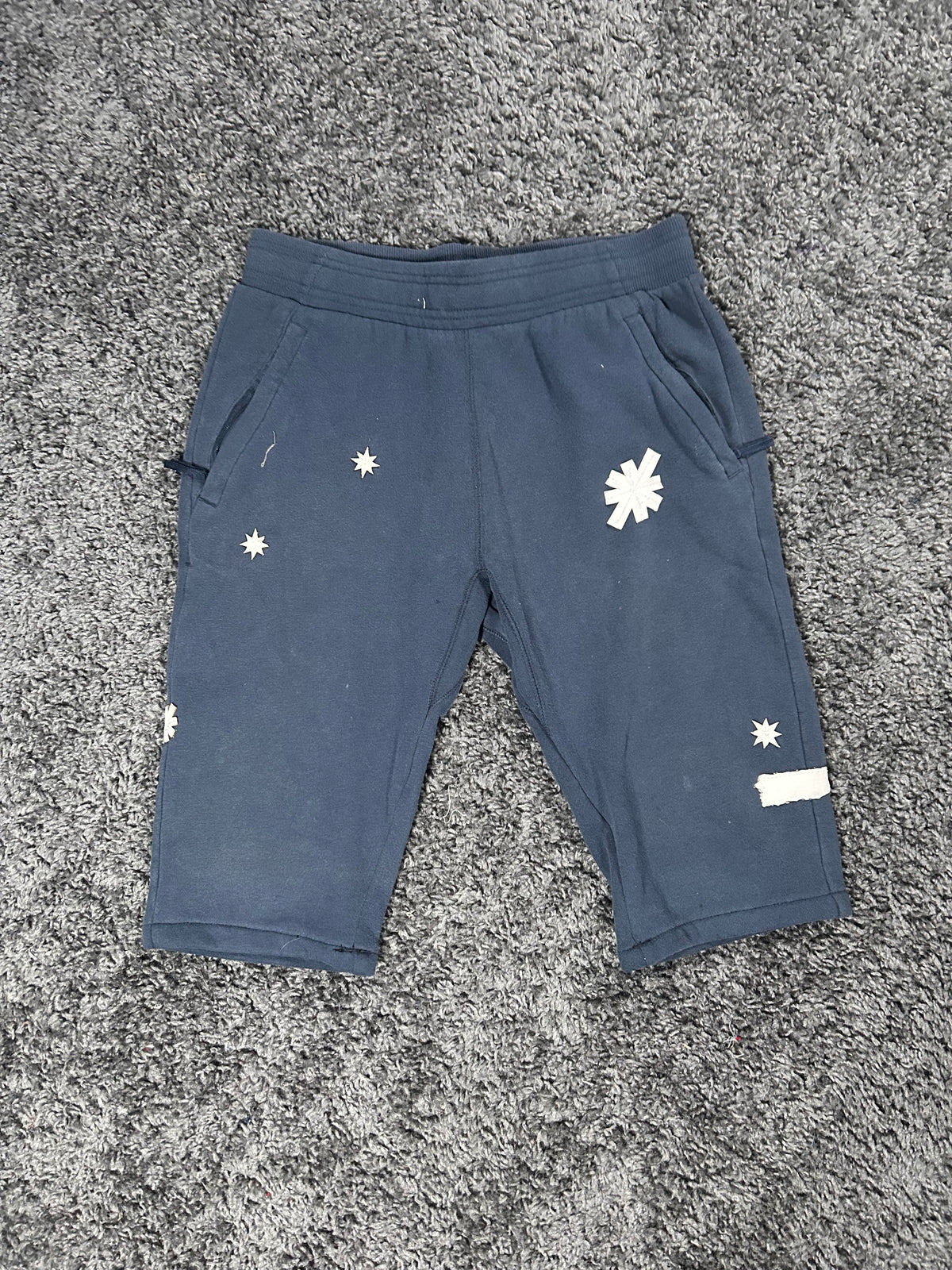 Q326 Celestial Upcycled Sweat Pant Shorts – a navy Blur
