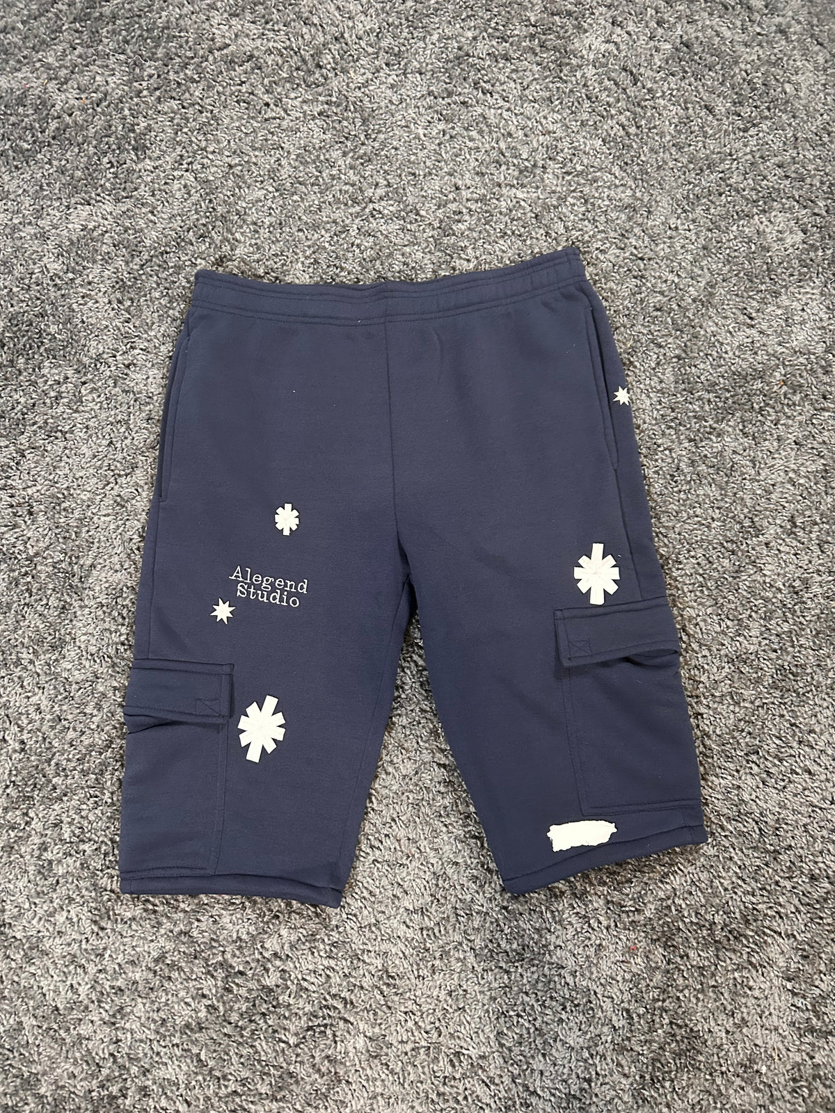 Upcycled Compass Cargo Sweat Jorts – Navy Blue