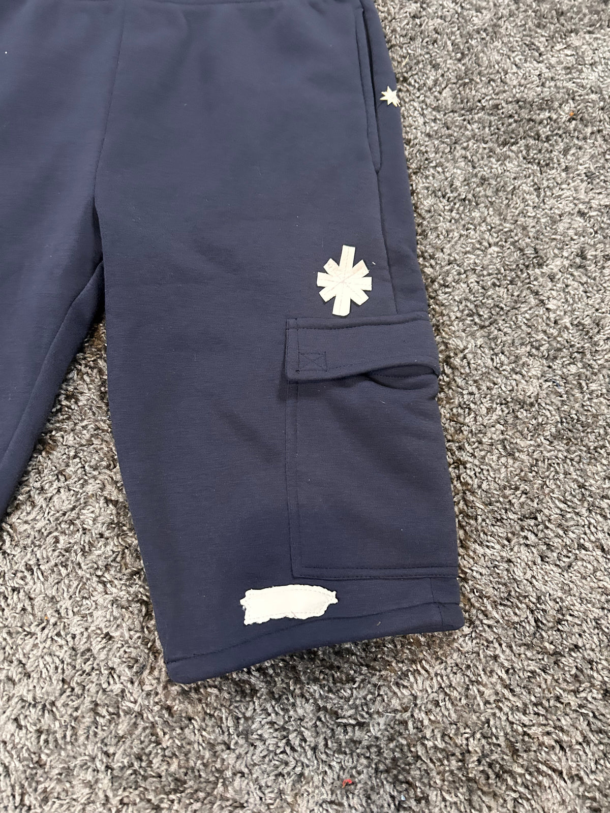 Upcycled Compass Cargo Sweat Jorts – Navy Blue