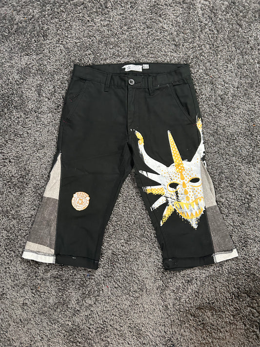 Vejigante Upcycled Gaucho 3/4 Jorts – Black
