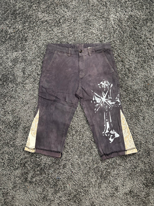 Upcycled Cross Gaucho 3/4 Jorts – Washed Charcoal