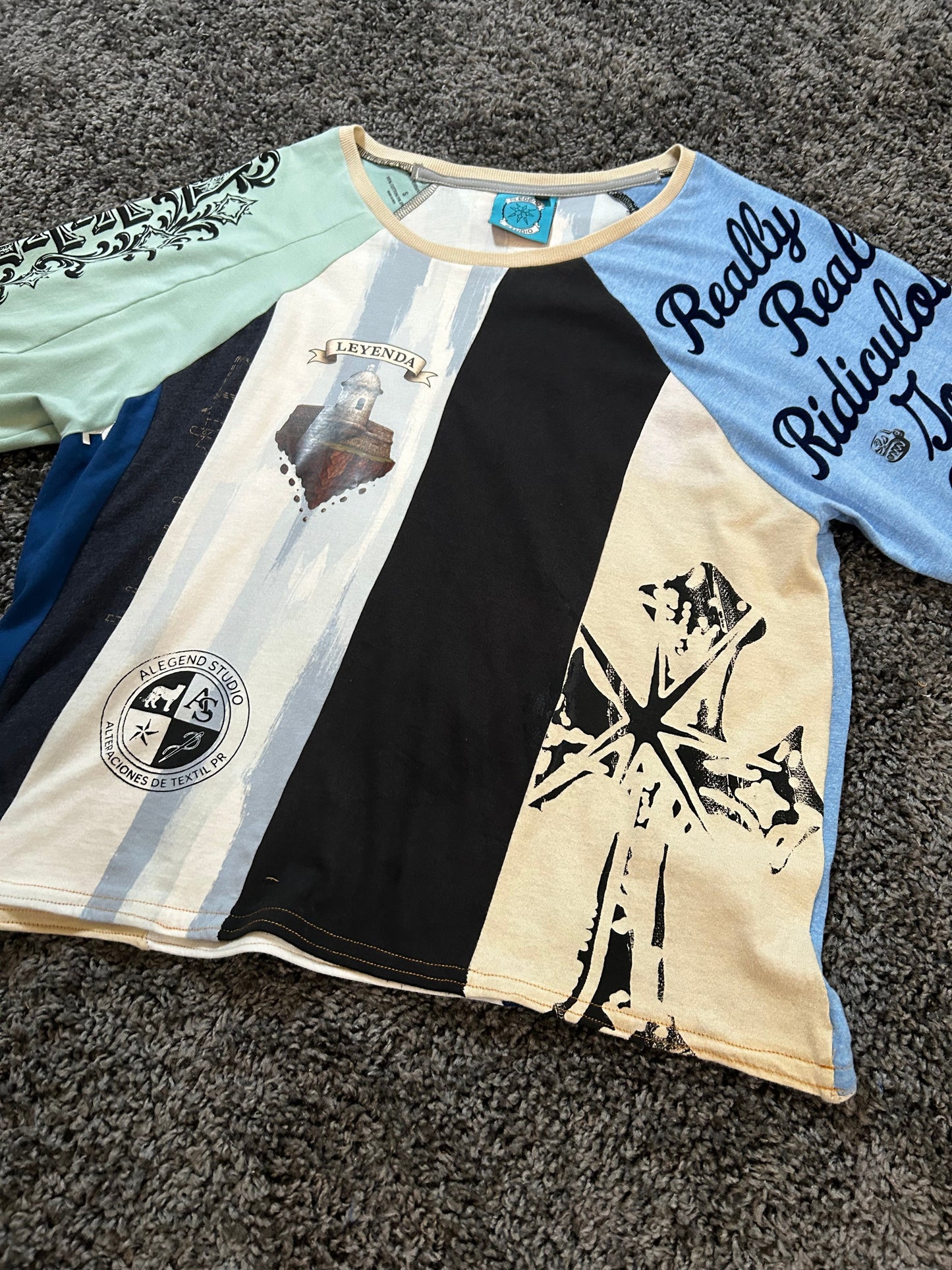 Upcycled Custom Pattern Raglan T Shirt