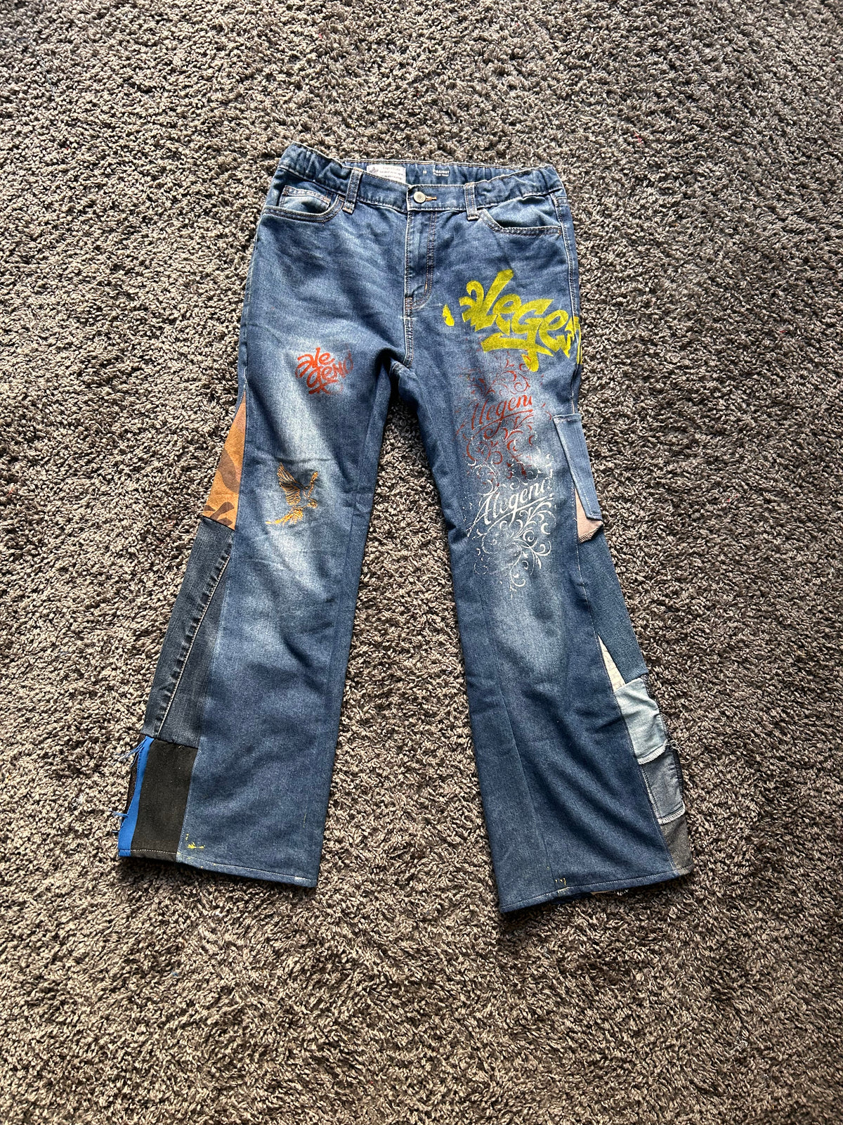 Reconstructed Old Navy Patchwork Jeans | Graffiti edition
