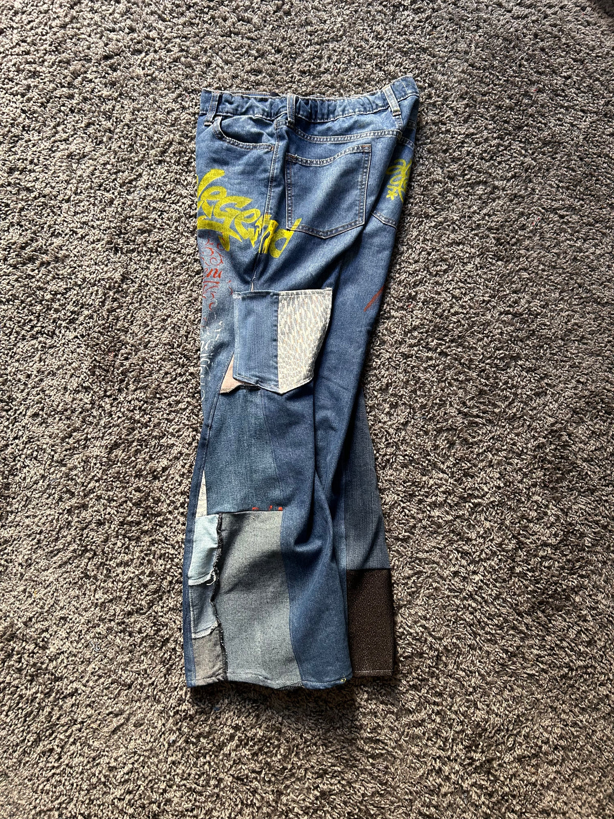 Reconstructed Old Navy Patchwork Jeans | Graffiti edition