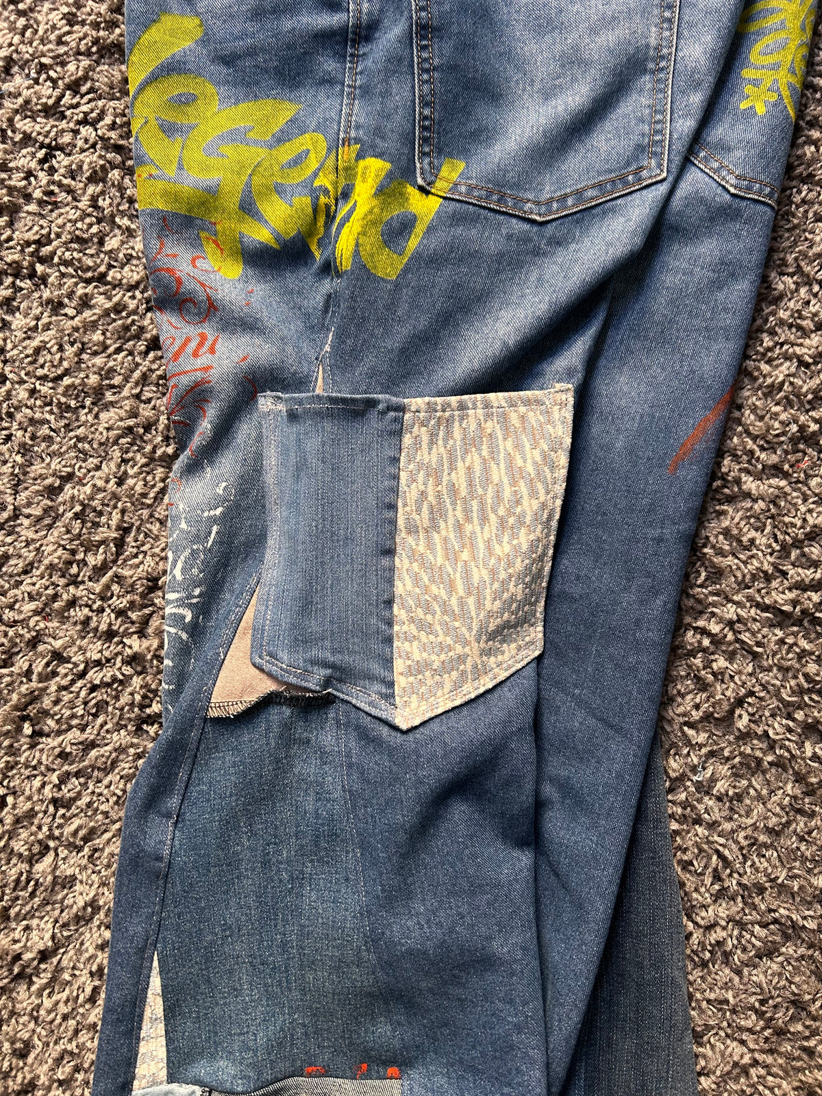 Reconstructed Old Navy Patchwork Jeans | Graffiti edition