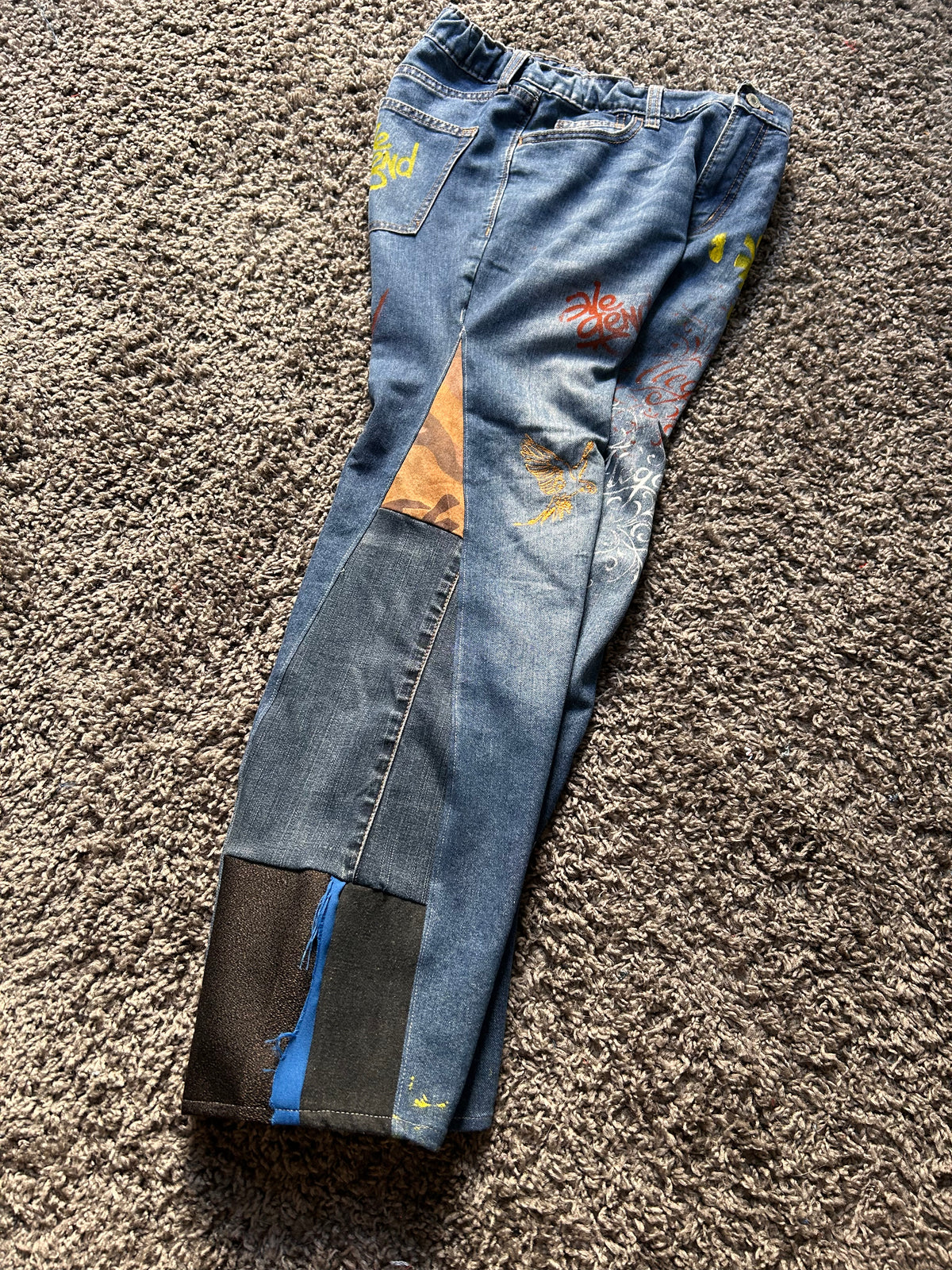 Reconstructed Old Navy Patchwork Jeans | Graffiti edition