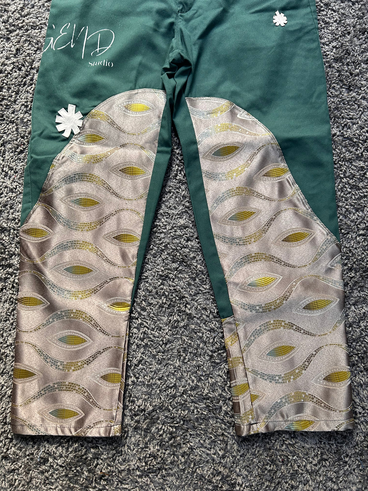 Emerald Green Reconstructed Denim