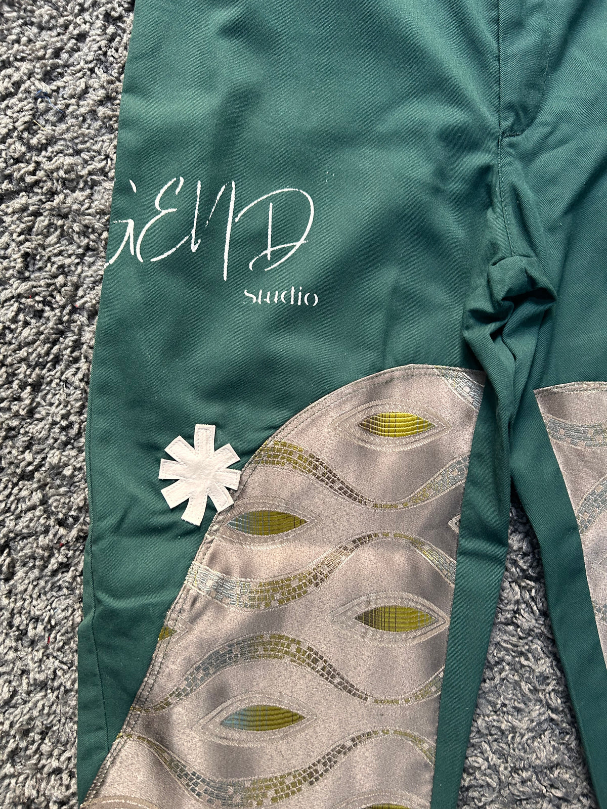 Emerald Green Reconstructed Denim